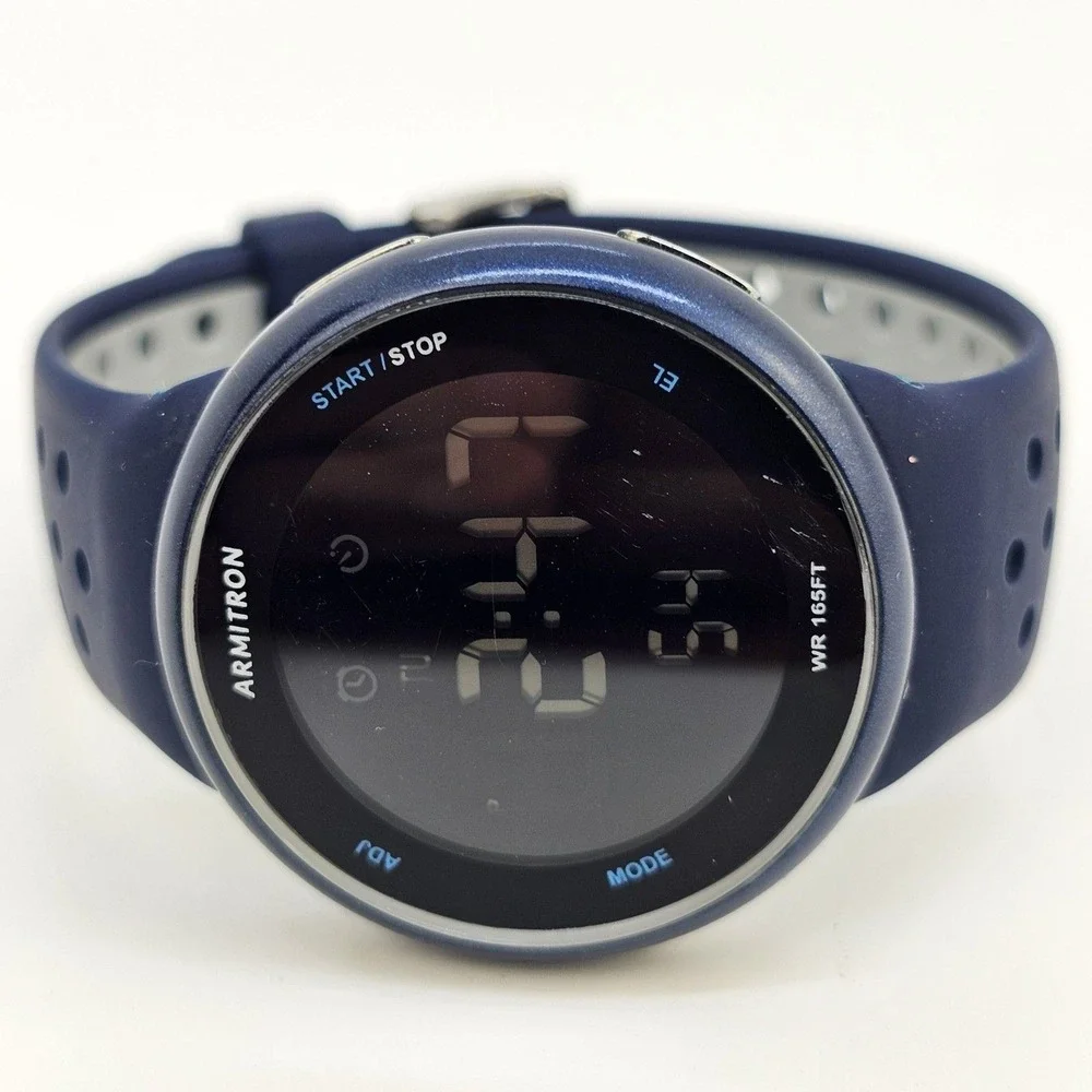 Armitron Digital Men's Watch 43MM Dark Blue‎ Case Dark Blue Gray Plastic Bands